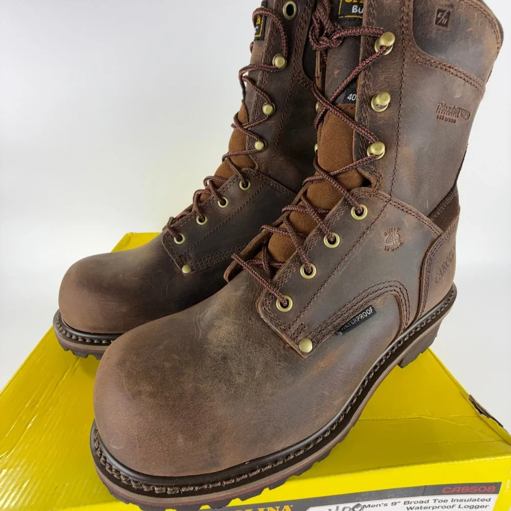 Carolina CA8508 Men 9 Inch Broad Toe Insulated‎ Waterproof Logger Boots 10 2E